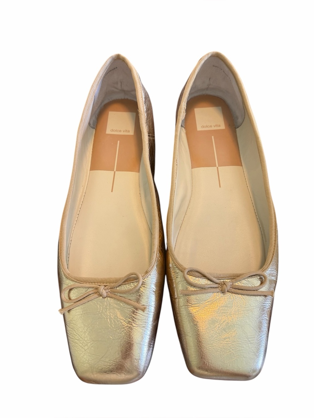 Dolce Vita Anisa Metallic Gold Square Tow Ballet Flat with Bow Size 12